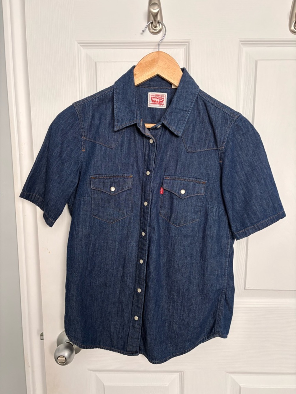 Levi's Dark Blue Short Sleeve Denim Button-Up Shirt